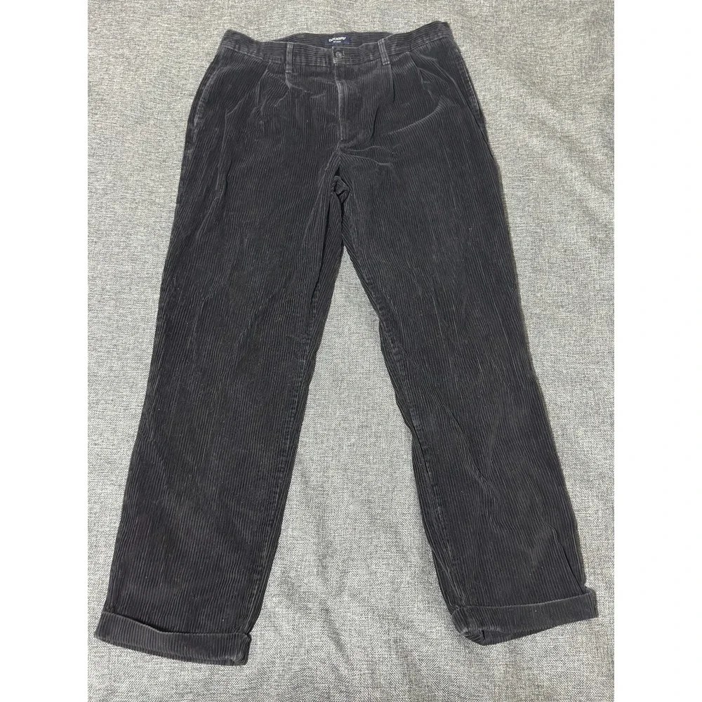 Dockers Mens 38x34 Corduroy Pants Pleated Relaxed Fit Black